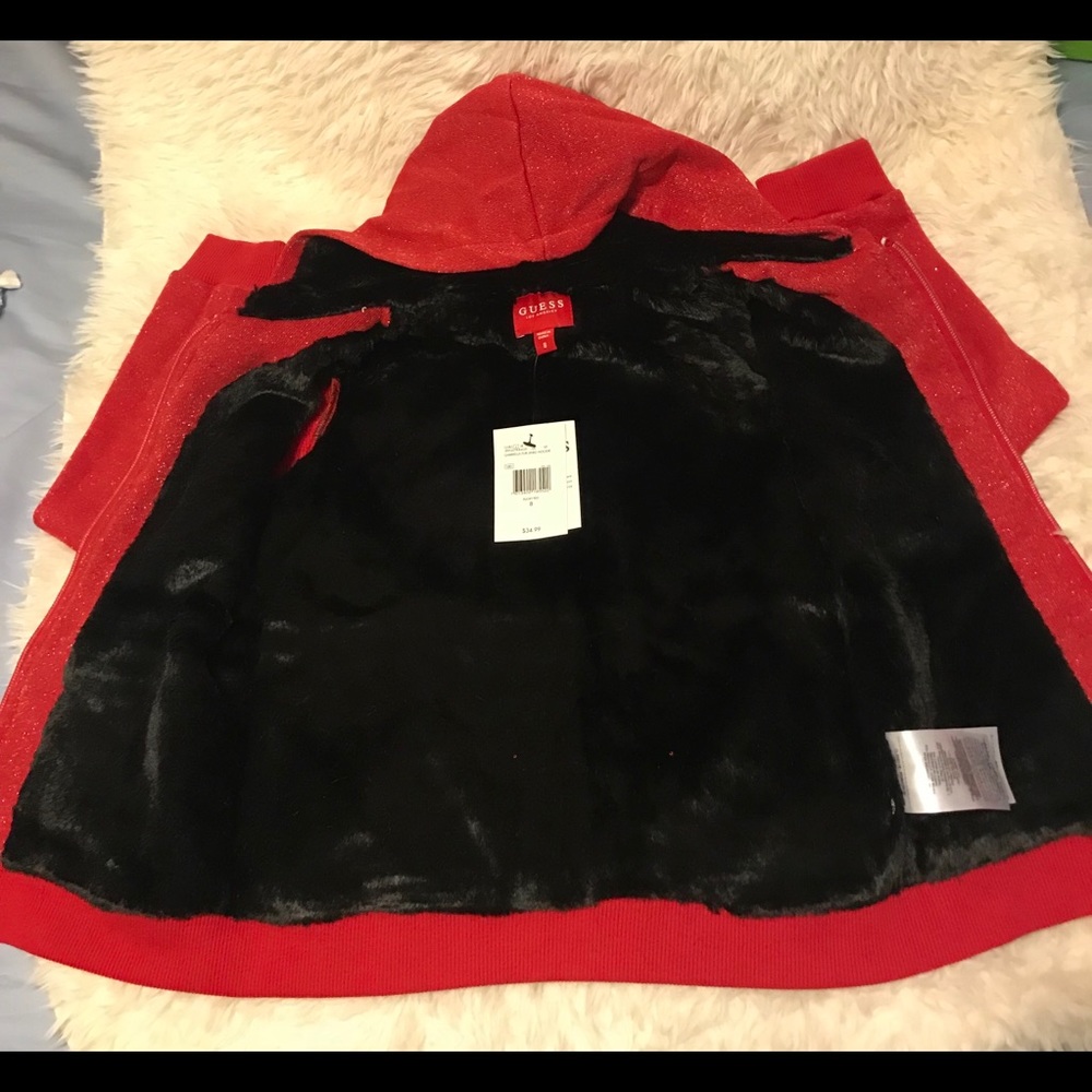 Guess Girl Gabriella Faux Fur Lined Hoodie (Size8) - Picture 2 of 6